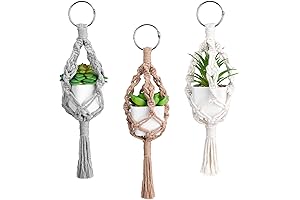 Navaris Macrame Rearview Mirror Succulent Hangers
