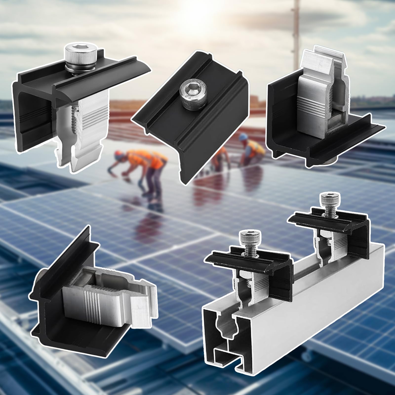 Fixation Panneau Solaire 8 Pièces Kit de Support de Panneau Solaire en Aluminium 30 mm avec Ecrous et Boulon pour Photovoltaïque Camping Car Toiture Mural Modulhöhe 30mm-45mm
