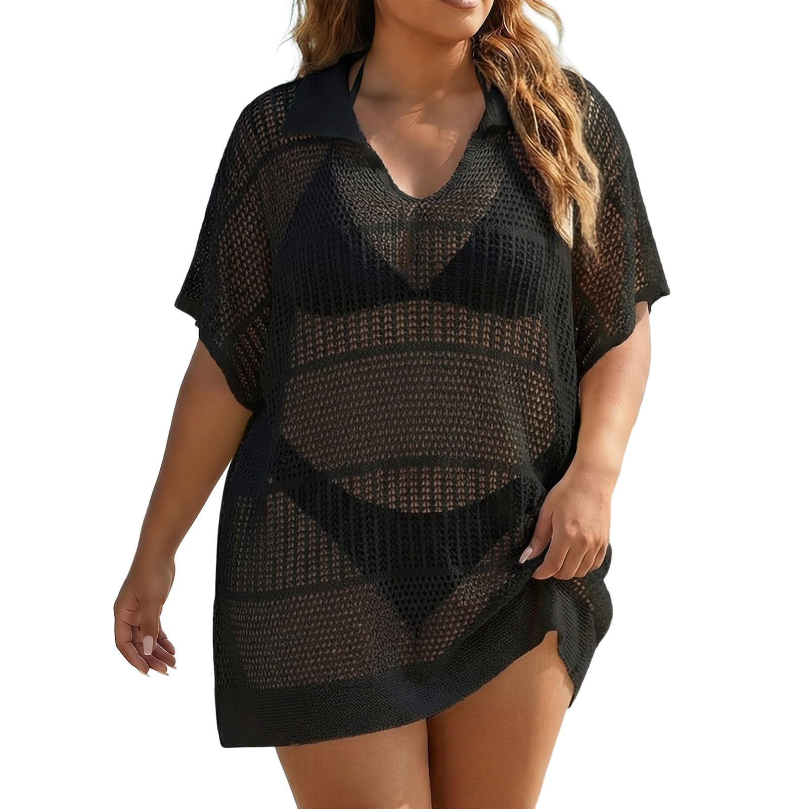 Sukienka plażowa z krótkim rękawem plus size, wojskowa