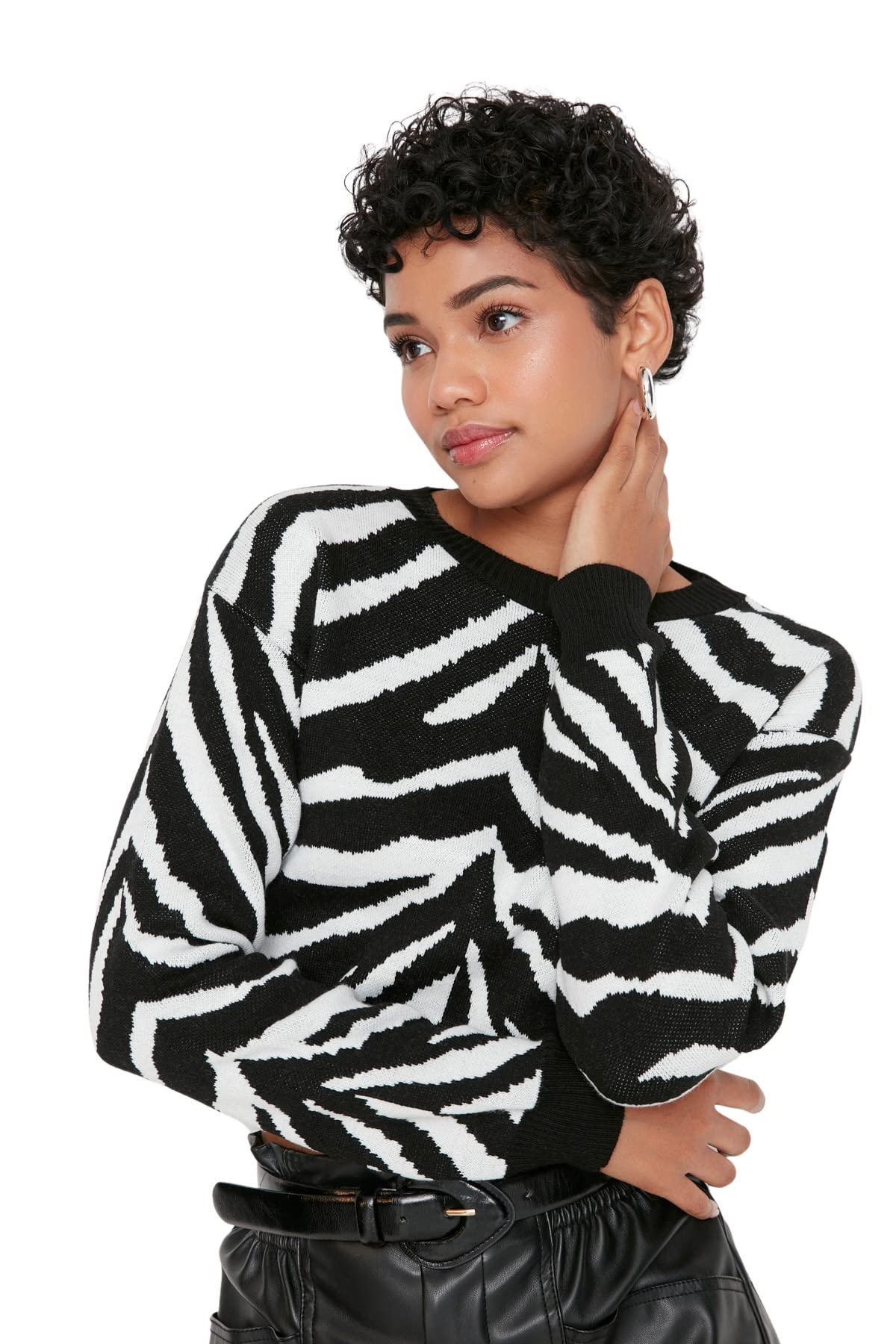 Trendyol Women Regular Basic Crew Neck Knitwear Sweater Schwarz