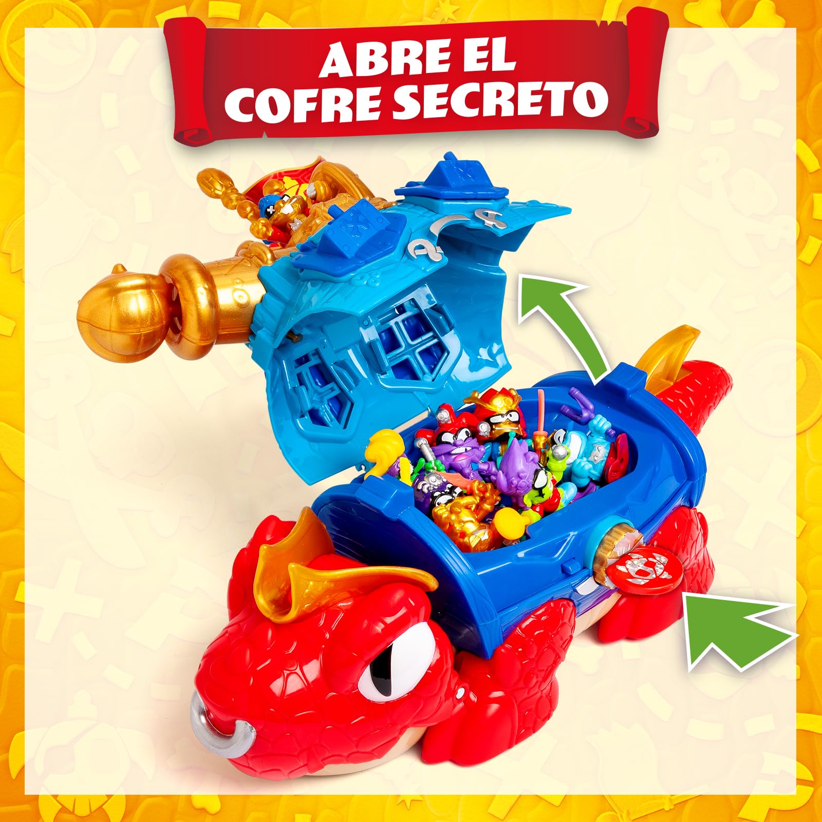PIRATIX King Turtle – Tortuga Articulada para Capturar Piratix y con un Cofre. Contiene 1 Cocodrilo,1 Tesoro Exclusivo, 2 Tesoros Dorados Extras, 1 Figura Exclusiva y 1 Accesorio