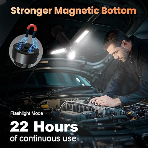 Miniatura 7 de CAVN Luces de campamento recargables con soporte de 6.5 pies de altura máxima, luz de trabajo LED inalámbrica portátil de 2200 lúmenes, 650045003500