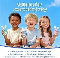 Vista 3 de Cepillo de dientes eléctrico en forma de U para niños, con 3 modos de limpieza, con 4 cabezales de cepillo, cepillo de dientes automático sónico
