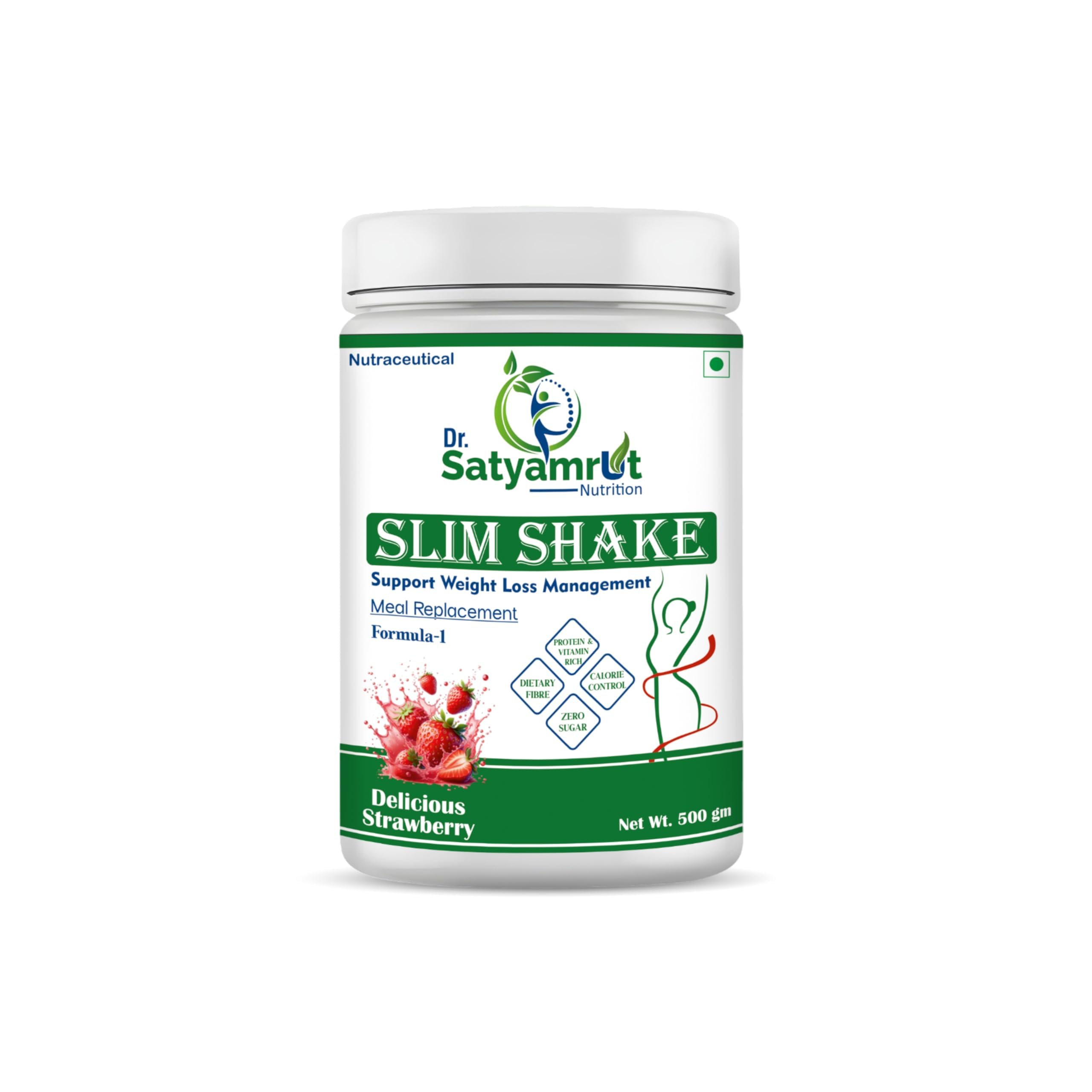 DR SATYAMRUT NUTRITION Slim Shake Formula-1 With Weight Loss & Fitness Support For Meal Replacement | Low Calorie | | No Added Sugar | High Protein | Body Detoxify - Delicious – (500gm) (STAWBERRY)-image-40