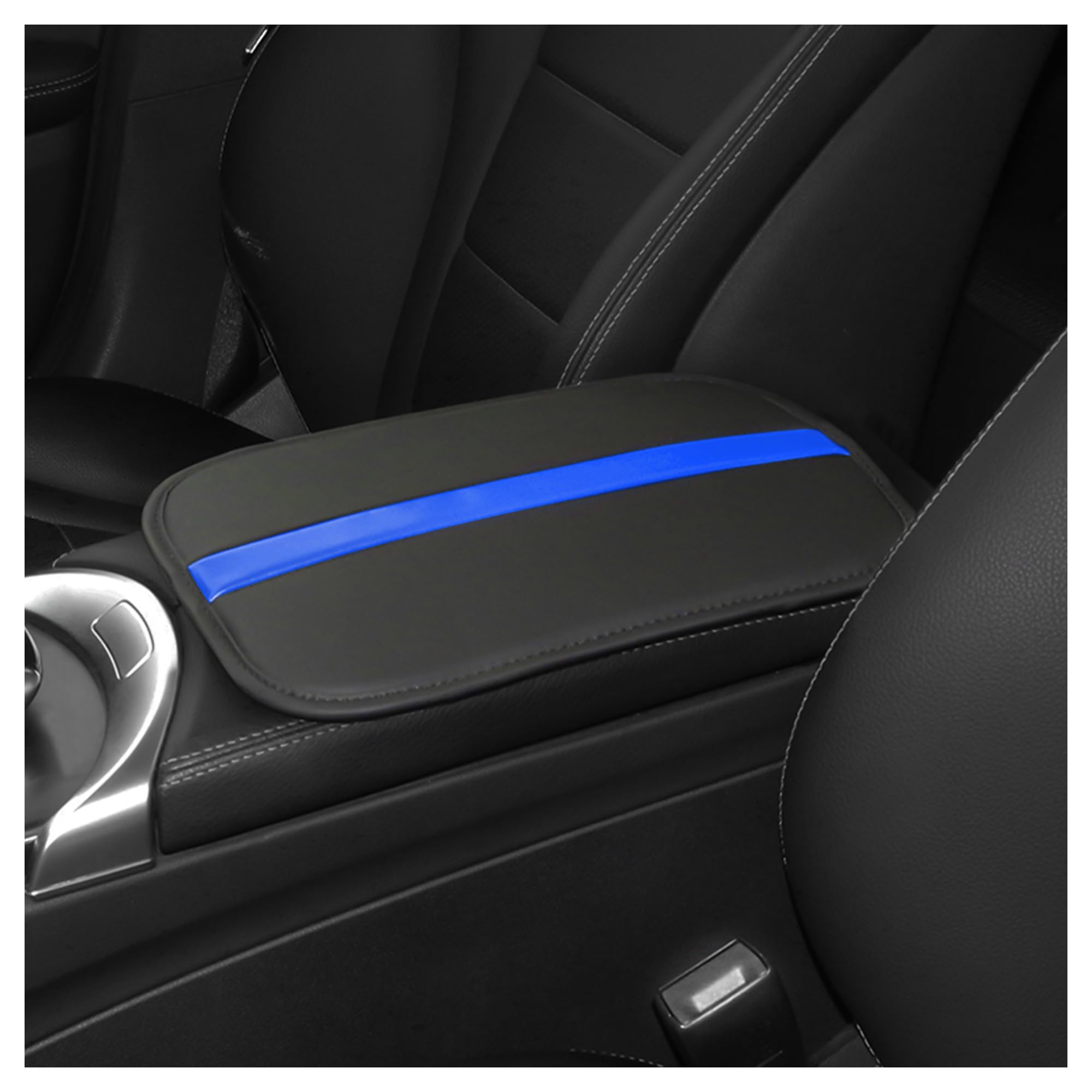 wedfish Leather Car Center Console Cover,Striped Patchwork Car Armrest Cover for Protecting Car Armrest Box & Car Decorations,Universal Car