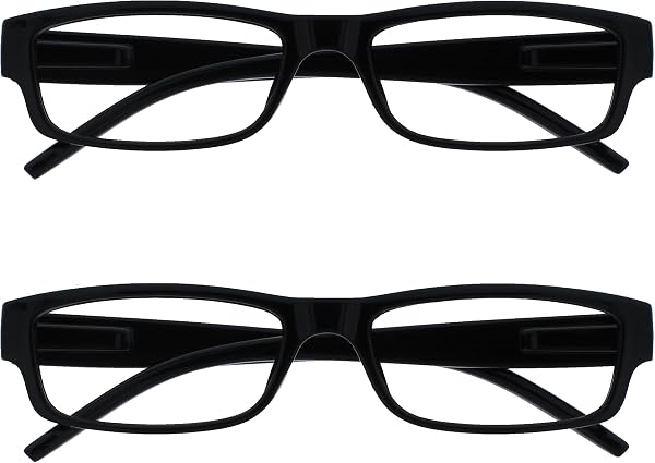 OPULIZE Ace Gafas De Lectura Negro Ligero Cómodo Lectores Valor Pack 2 Hombres Mujeres RR32-1 +1,50 - 1