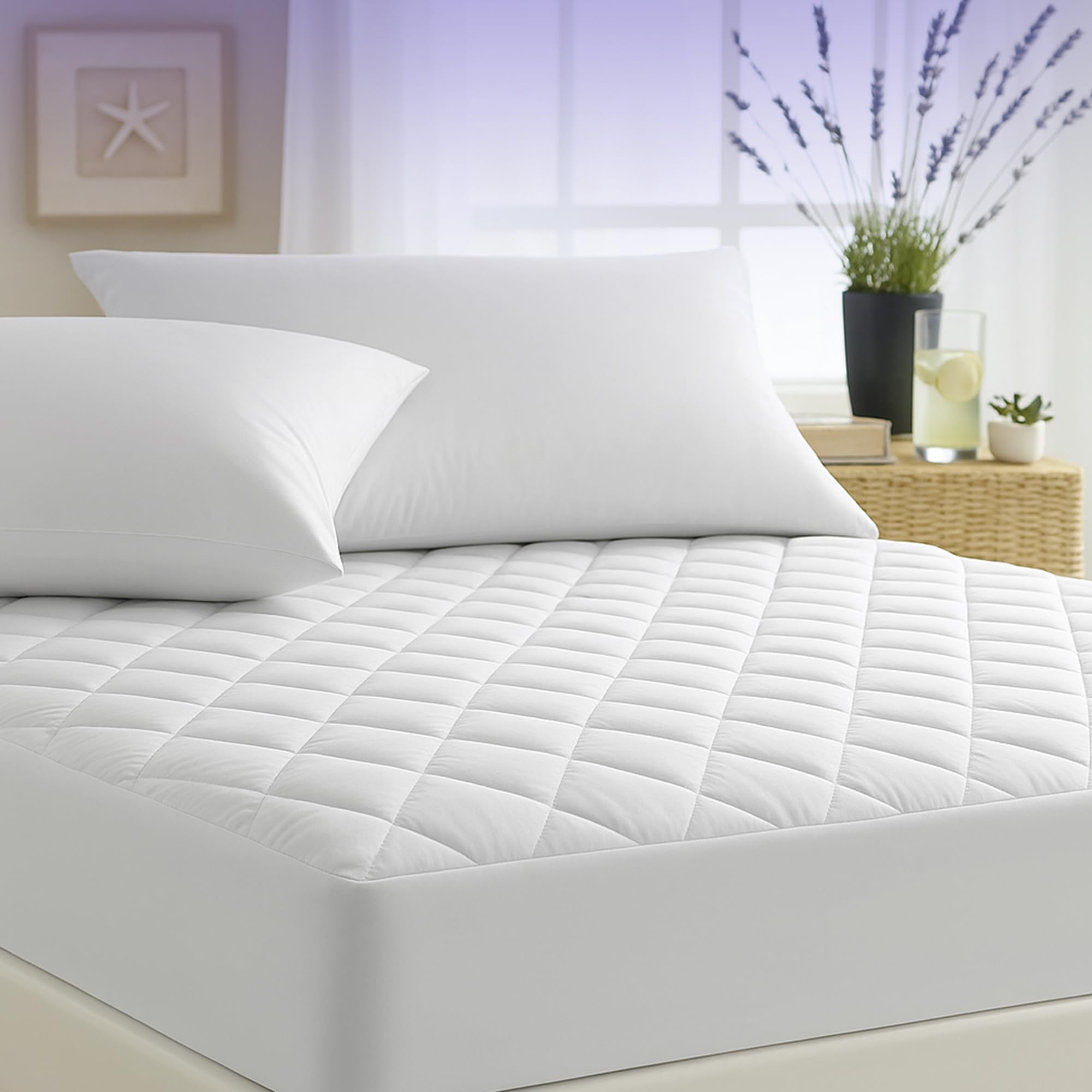 Mattress Protector Double Bed Quilted Mattress Protector Noiseless, Soft & Breathable Doub...