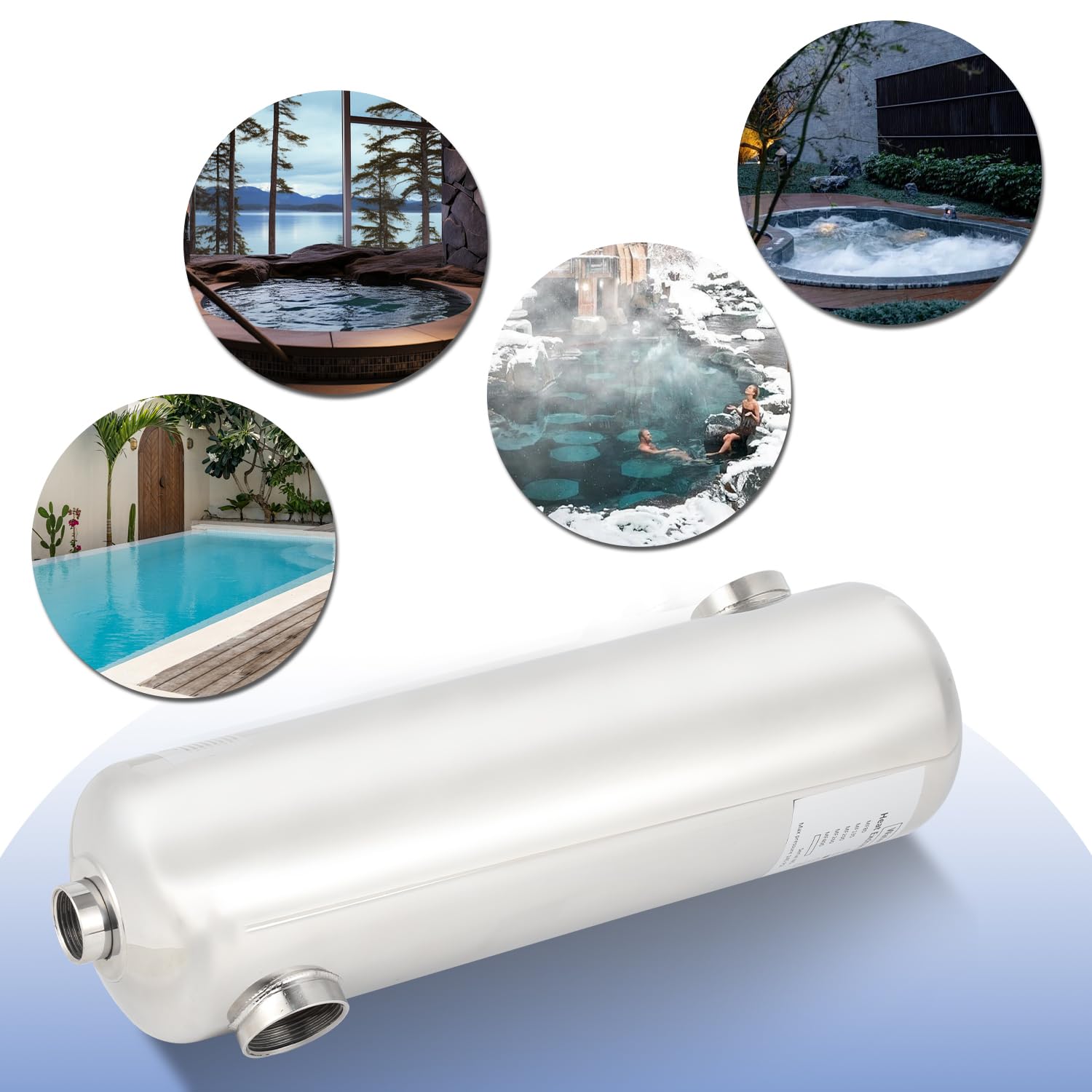 Edelstahl Schwimmbadheizer 60kW Wärmetauscher Pool 150 L/min Durchfluss 18 L/min Heißwasser