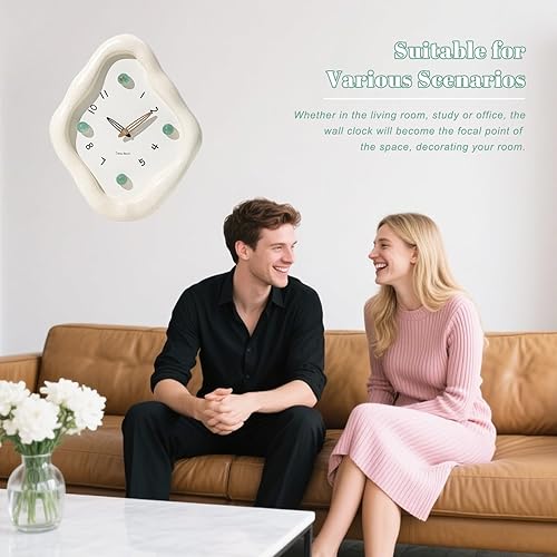 Miniatura 5 de JUSTUP Reloj de pared, reloj de pared moderno de 12 pulgadas, reloj creativo con pilas, reloj silencioso sin tictac para oficina, sala de estar,