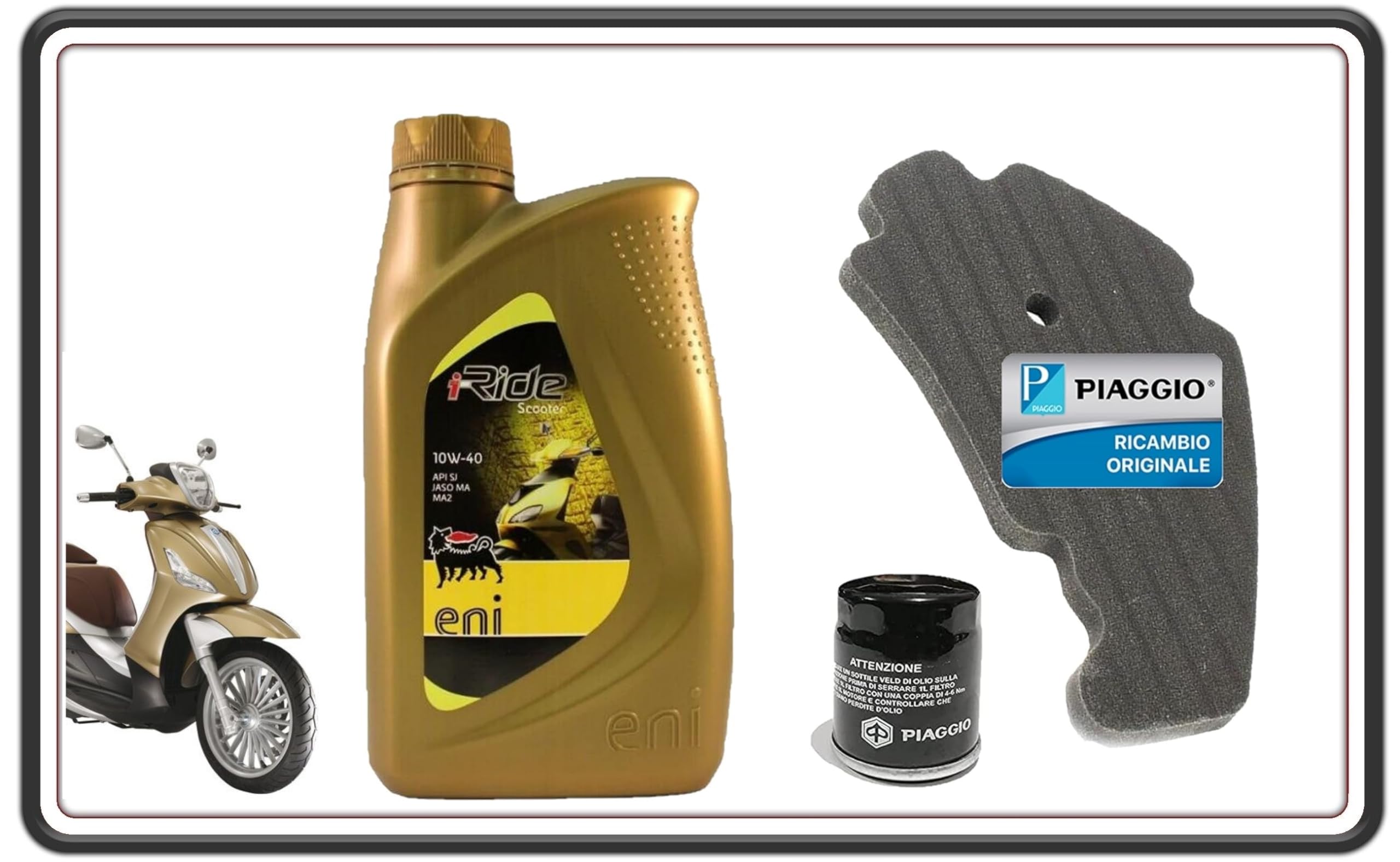 PIAGGIO Kit TAGLIANDO Filtro Aria Filtro Olio ED Olio Beverly 125 Beverly 200 - Beverly 250 - Beverly 300 Originale