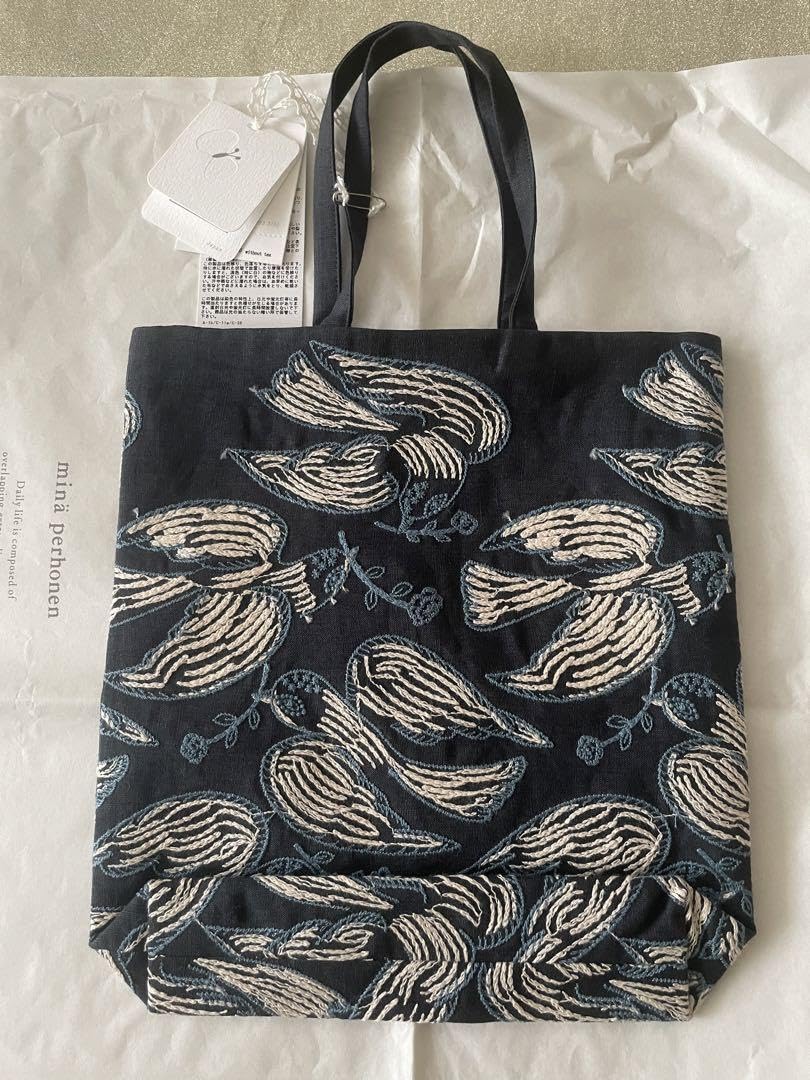 オーダーハンドメイドバック　ミナペルホネンfollowing dayライトブル－