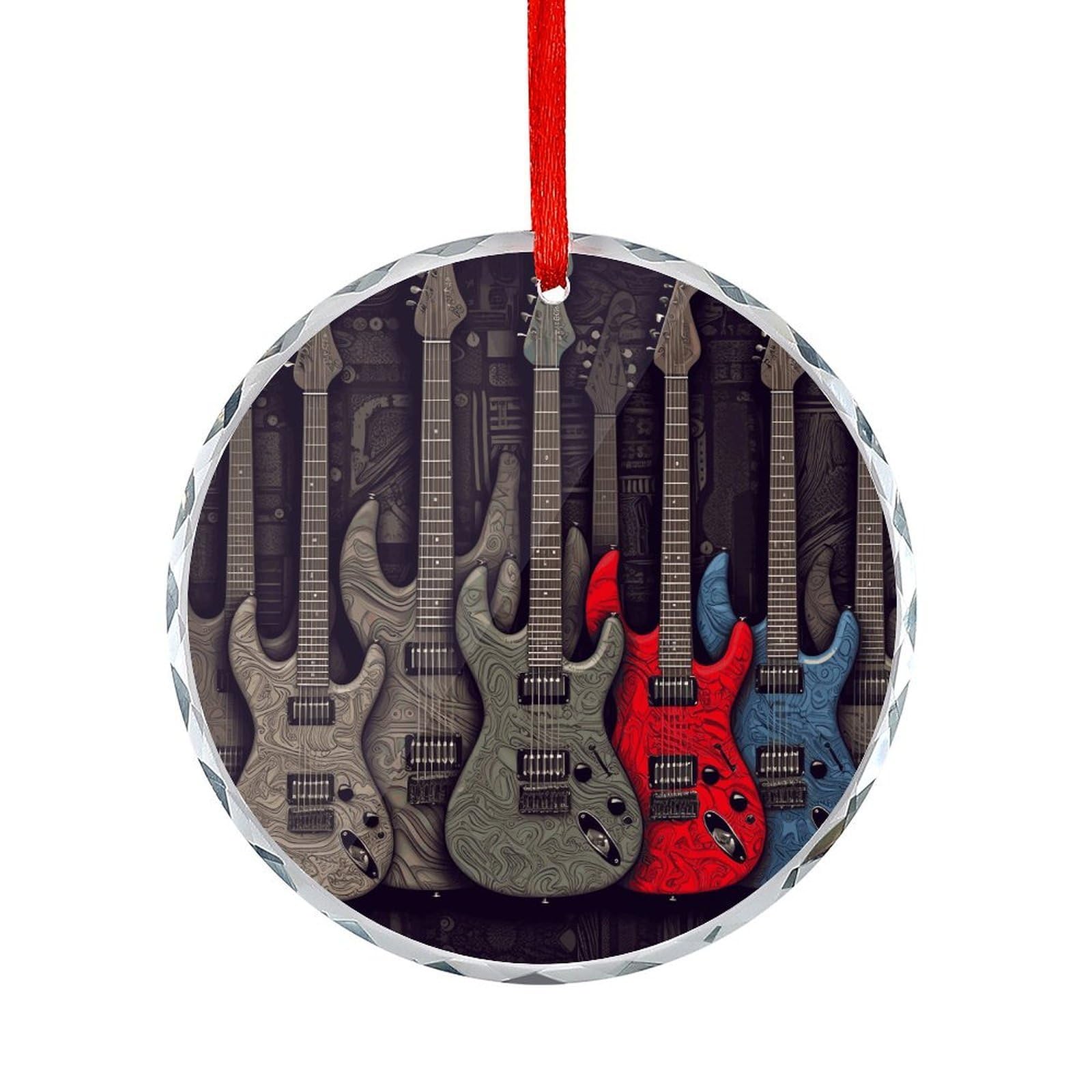 Btcowzrv Style Guitar Pattern Round Ornament Hanging Pendant Decor