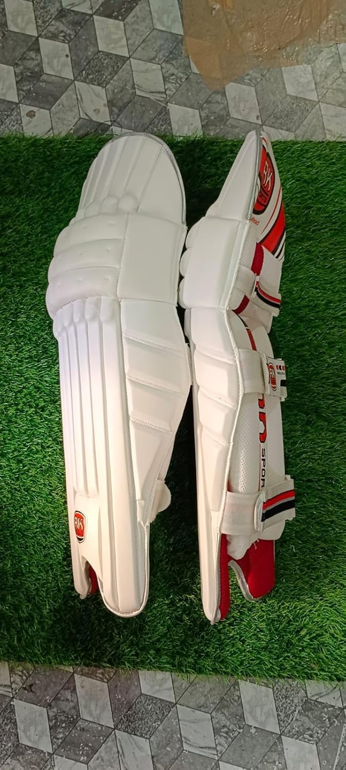 RK KAIME SPORTS Cotton Batting Pad Club Ultimate Intense - Legguard Practice Pad for Mens Youth & Boys (Youth) (White, Red) 1