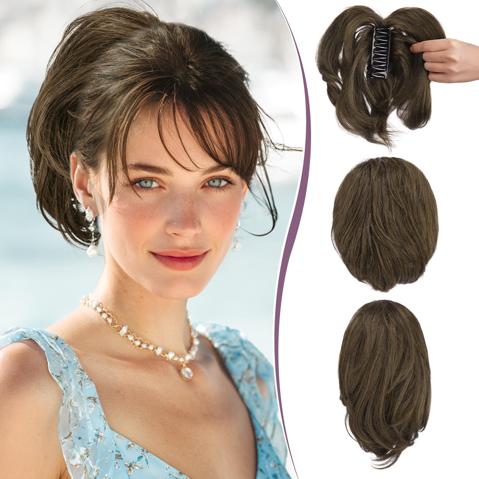 Photo 1 of *USED* RUWISS Claw Clip Ponytail Extension - 9 Inch Brown Human Hair