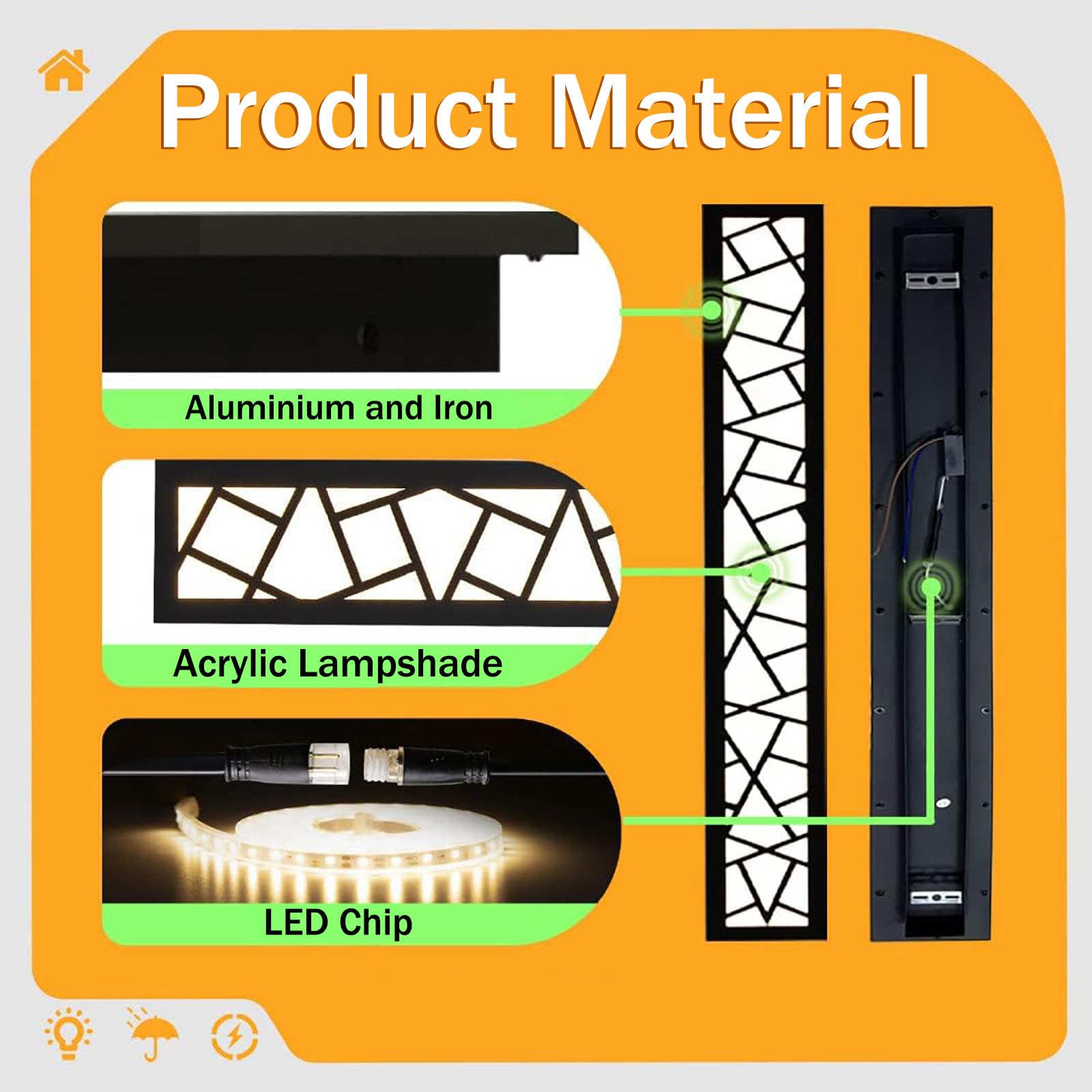 Außen Wandleuchten Lange LED Schwarz Moderne Wandlampe Aussen Garten 78W Wandleuchte IP65 Wasserdicht Wandbeleuchtung Innen Aluminium Veranda Aussenbeleuchtung (Neutrales Licht 4000k,150CM)