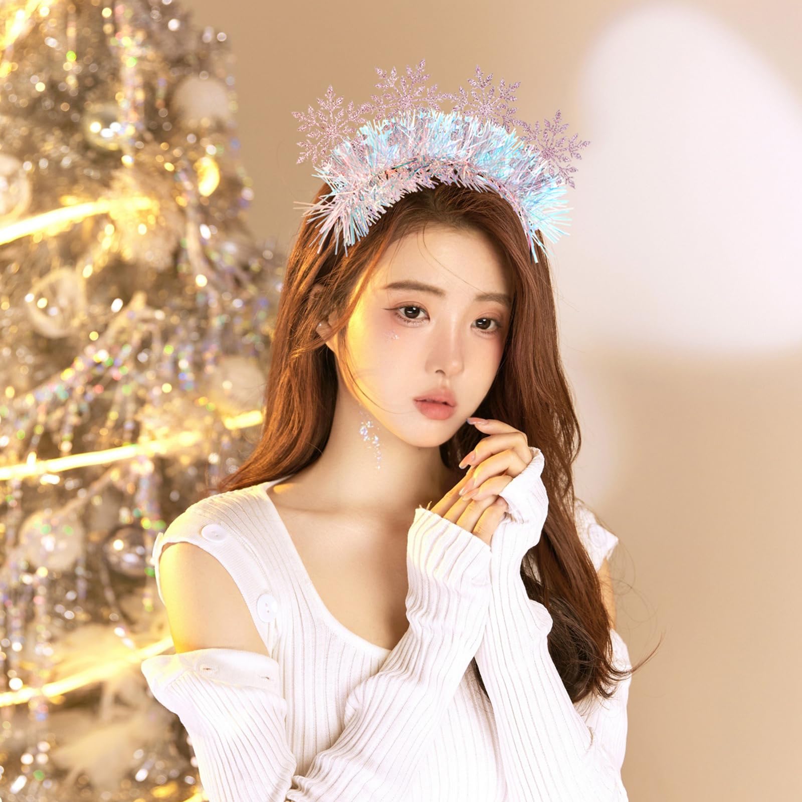 FOMIYES 2 Pcs Christmas Headband: Glitter Christmas Headband Xmas Rhinestone Hairbands Holiday Hairbands for Women Girls Xmas Party - Image 3