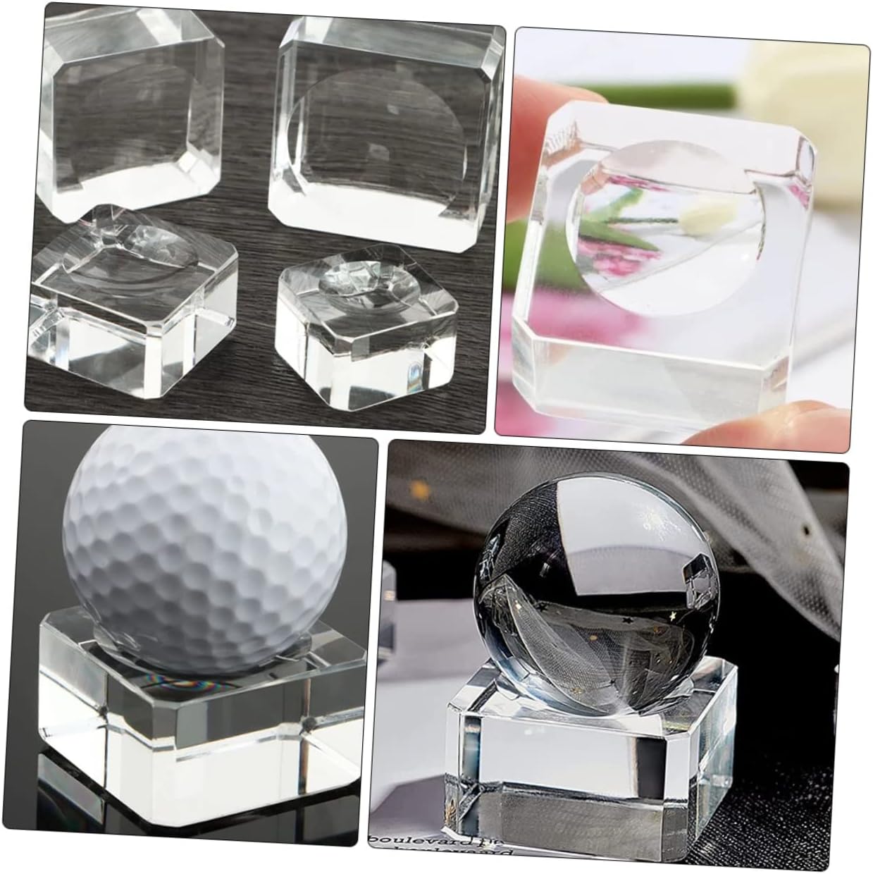 PRETYZOOM 4pcs Crystal Balls Display Base Glass Storage Stands for Home