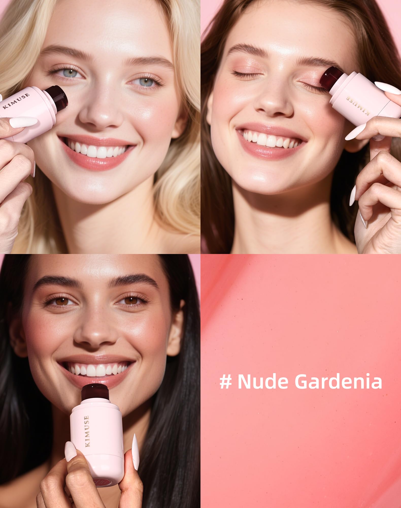 KIMUSE Jelly Cheek & Lip Tint, Watercolor Blush, Multi-Use Makeup, Tint for Cheeks, Lips & Eyes, Lightweight, Sheer & Buildable Color, Vegan Formula, Cruelty-Free