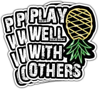 3 Pcs Plays Well with Others Pineapple Sticker Funny Pineapple Swinger Gift Waterproof Vinyl Sticker for Laptop, Water Bottle, Car, Helmet, Window, Decal