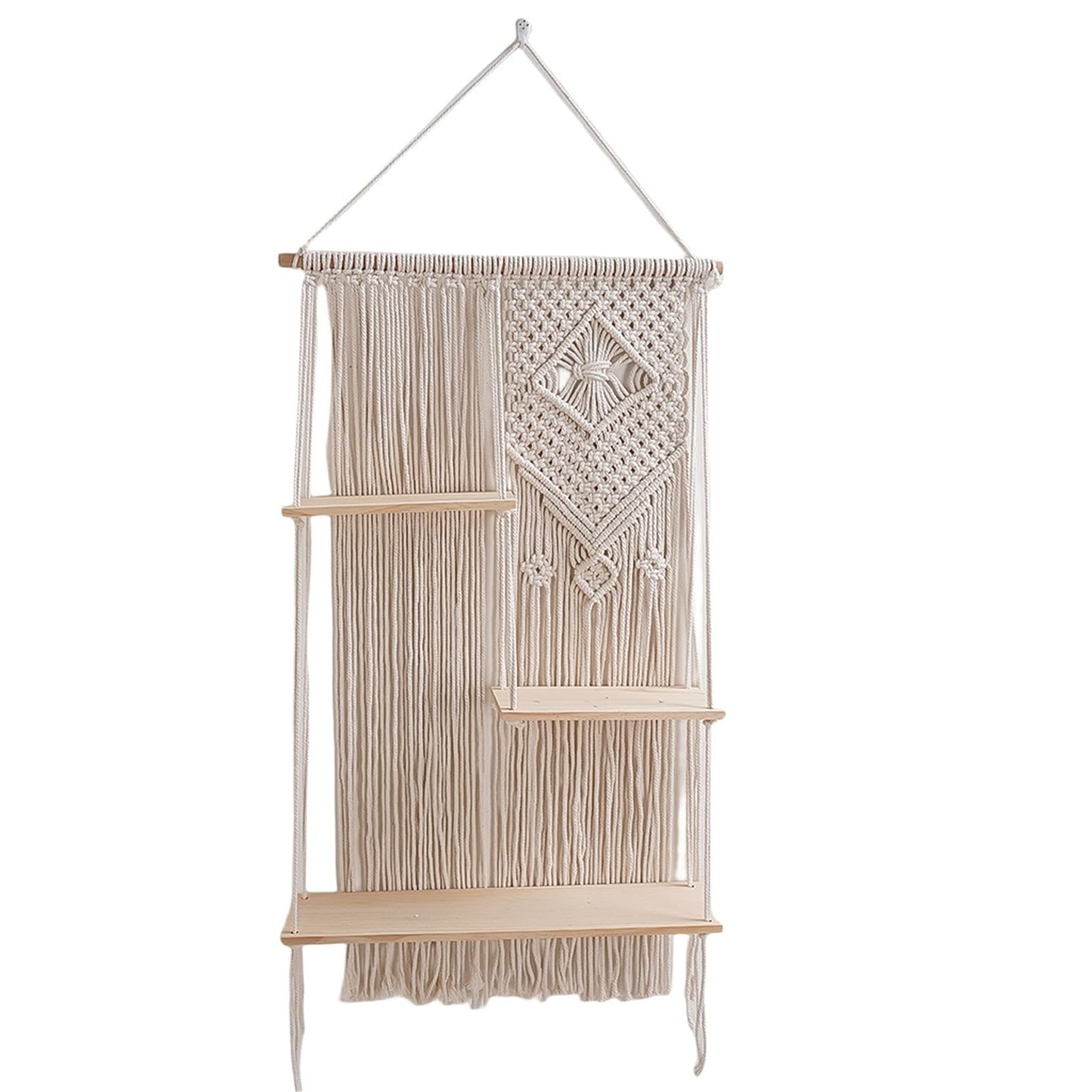 Kalttoy Macrames Wall Shelf 3 Tiers Tassels Shelves for Wall Tapestry Hangings Shelves Cotton Rope Organizers Indoor Plant Decors Cotton Rope Storage Rack