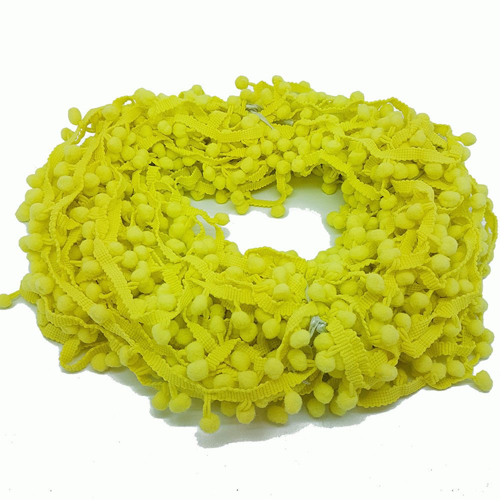 Pom Pom Trim Trimming Sewing Craft Per Metre 10mm Bobble Fringe Pompom Quality (Yellow) by Accessories Attic