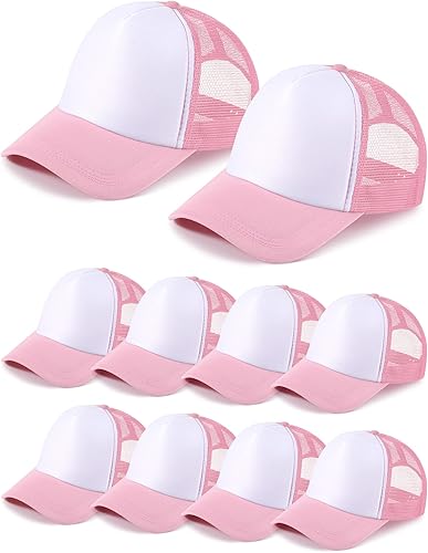 10 gorras de camionero en blanco para sublimación, gorra de béisbol de malla de poliéster para hombres y mujeres