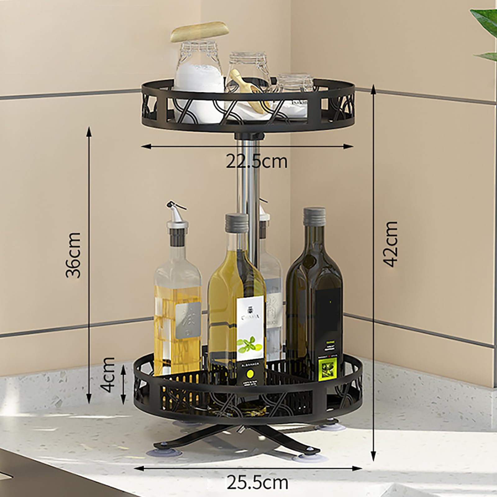 Organizzatore Girevole Lazy Susan, Porta Spezie Rotante A 360° Per Mobiletti Da Cucina, Frigorifero E Dispensa, Porta Condimenti Girevole In Acciaio Inossidabile,G