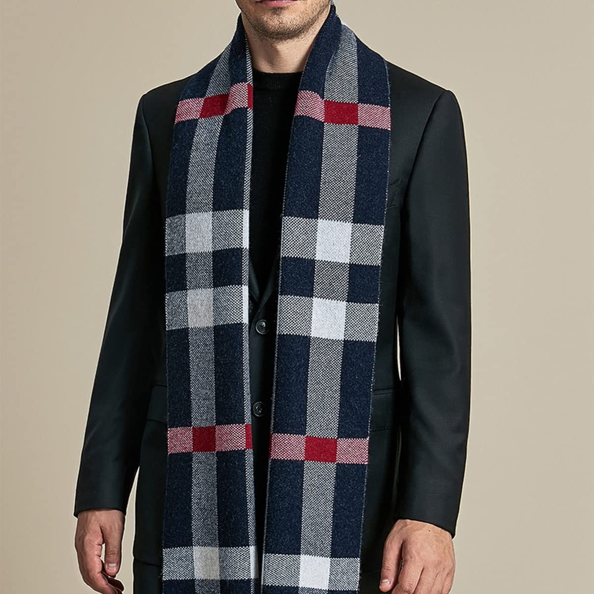 Sciarpa in cashmere, sciarpa scozzese, scialle invernale caldo alla moda per uomo