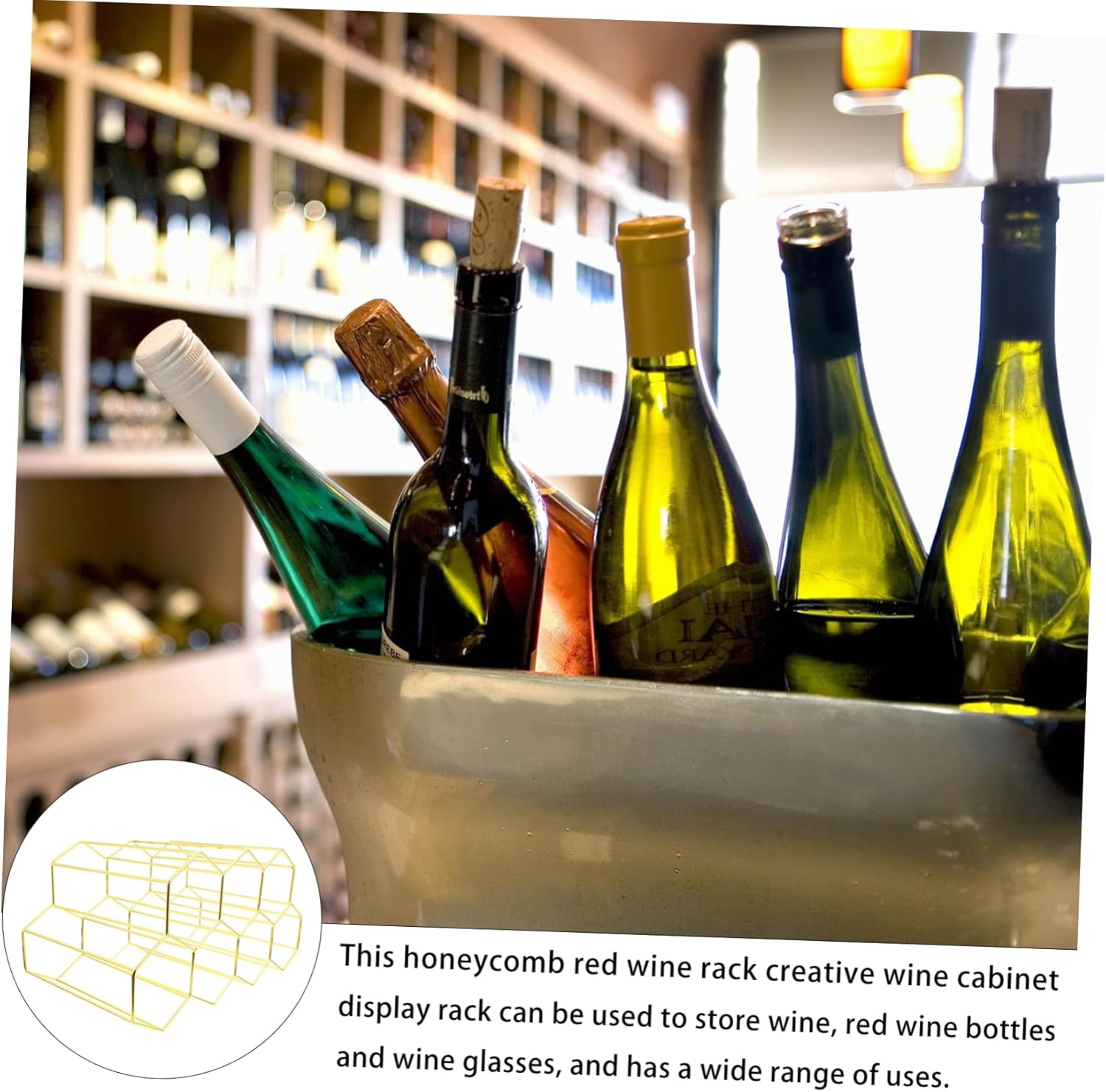 7holes Honeycomb Wine Rack Bottle Rack Metal Stand Storage Vintage Design