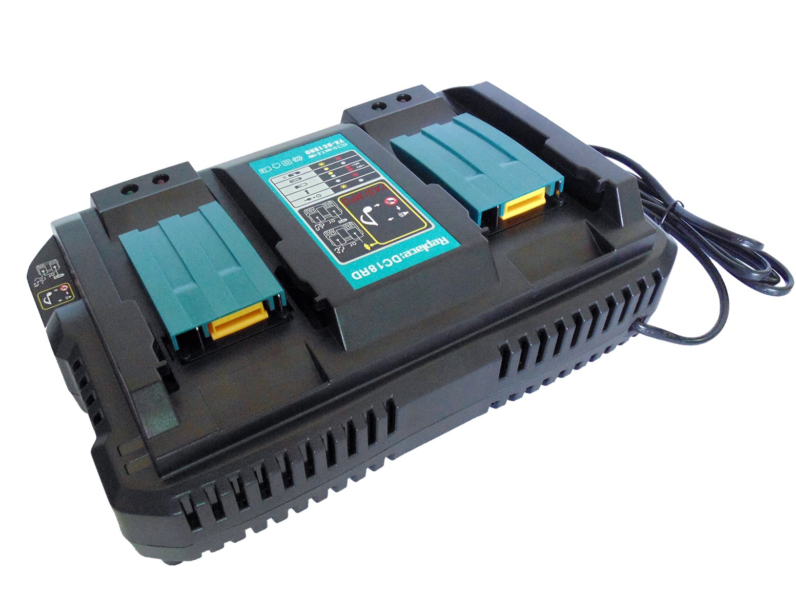 YASI MFG Cargador para Makita DC18RD Doble Cargador rápido 14.4 V - 18 V 4 A DC18RA DC18RC para Makita 18V BL1815 BL1830 B BL1840 B BL1850 B & 14.4V BL1415 BL1430 B BL1440 B BL1450 B