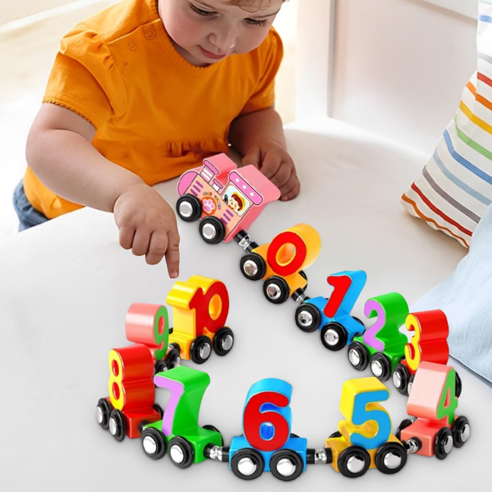 Numéro de Train, Ensemble de Train en Bois pour Tout-Petit Sensory Math