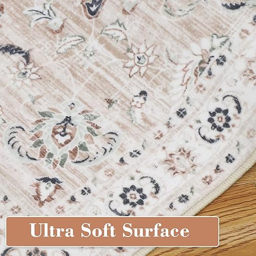 Miniatura 5 de FairOnly Alfombra lavable a máquina de 9 x 12 pulgadas, diseño vintage con alfombras antideslizantes para sala de estar, dormitorio, alfombra con