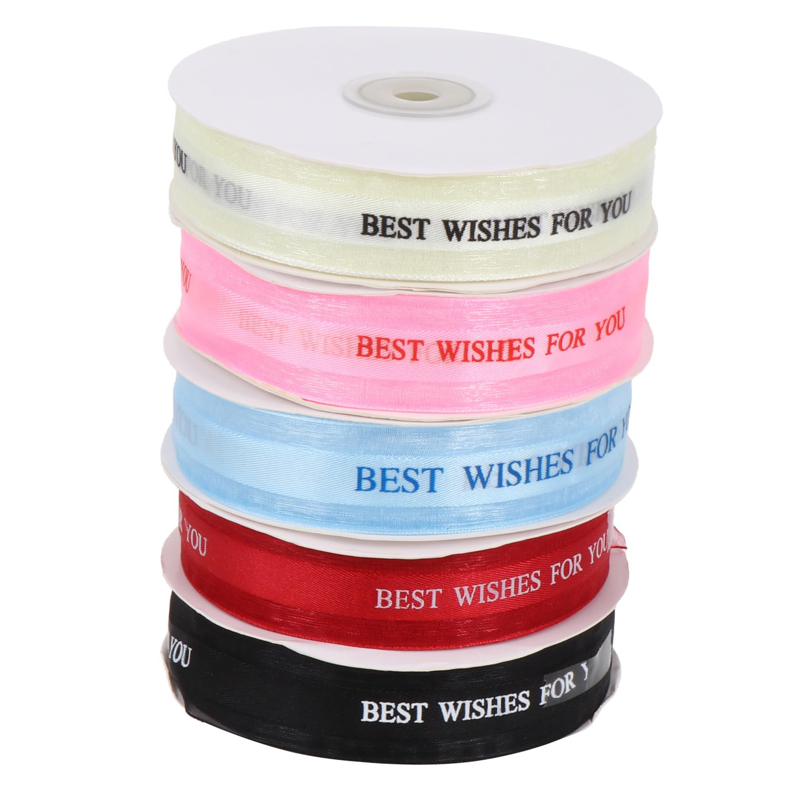 5 Rollen Satinband in Verschiedenen Farben Seidenglattes Dekoband für Geschenkverpackung und Bastelarbeiten 2,5cm Breit 50m Lang Elegante Schleifen für Party und Hochzeit