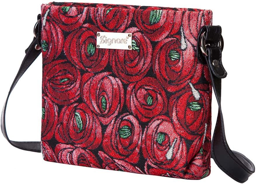 Signare Tapestry Crossbody Bag Small Shoulder Bag for Women with Floral Design