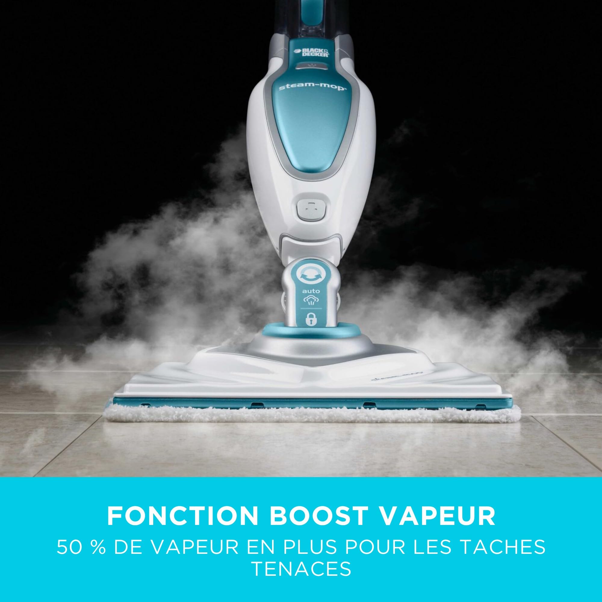 BLACK+DECKER Balai Vapeur 1600W avec AutoSelect et Tête Delta, ‎FSM1630-QS