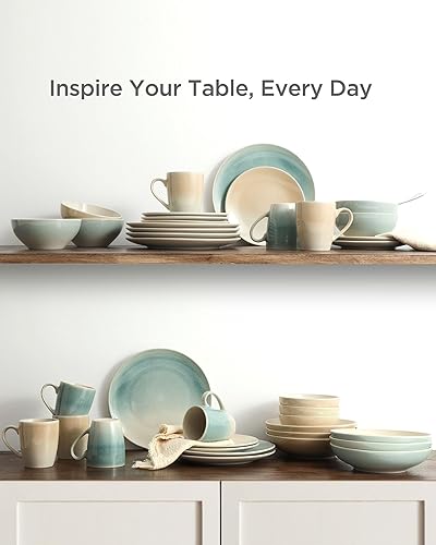 Miniatura 6 de Famiware Moon - Juego de vajilla para 4, 12 piezas de cerámica con diseño moteado, juego de platos mate, apto para microondas y lavavajillas, gris