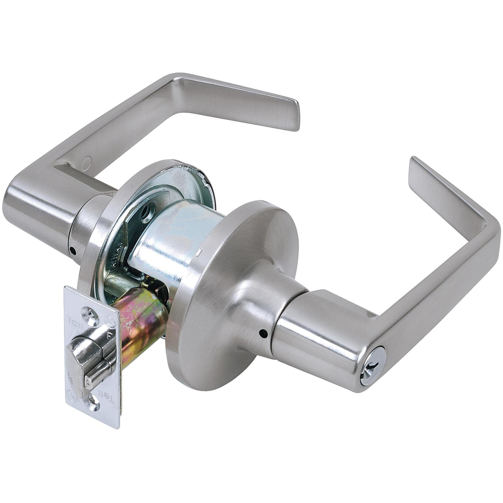 Tell Manufacturing - Leva per magazzino commerciale leggera con chiusura tubolare, con chiave a C, testato ANSI grado 2, certificato UL 3 ore, conforme ADA, serie Cortland