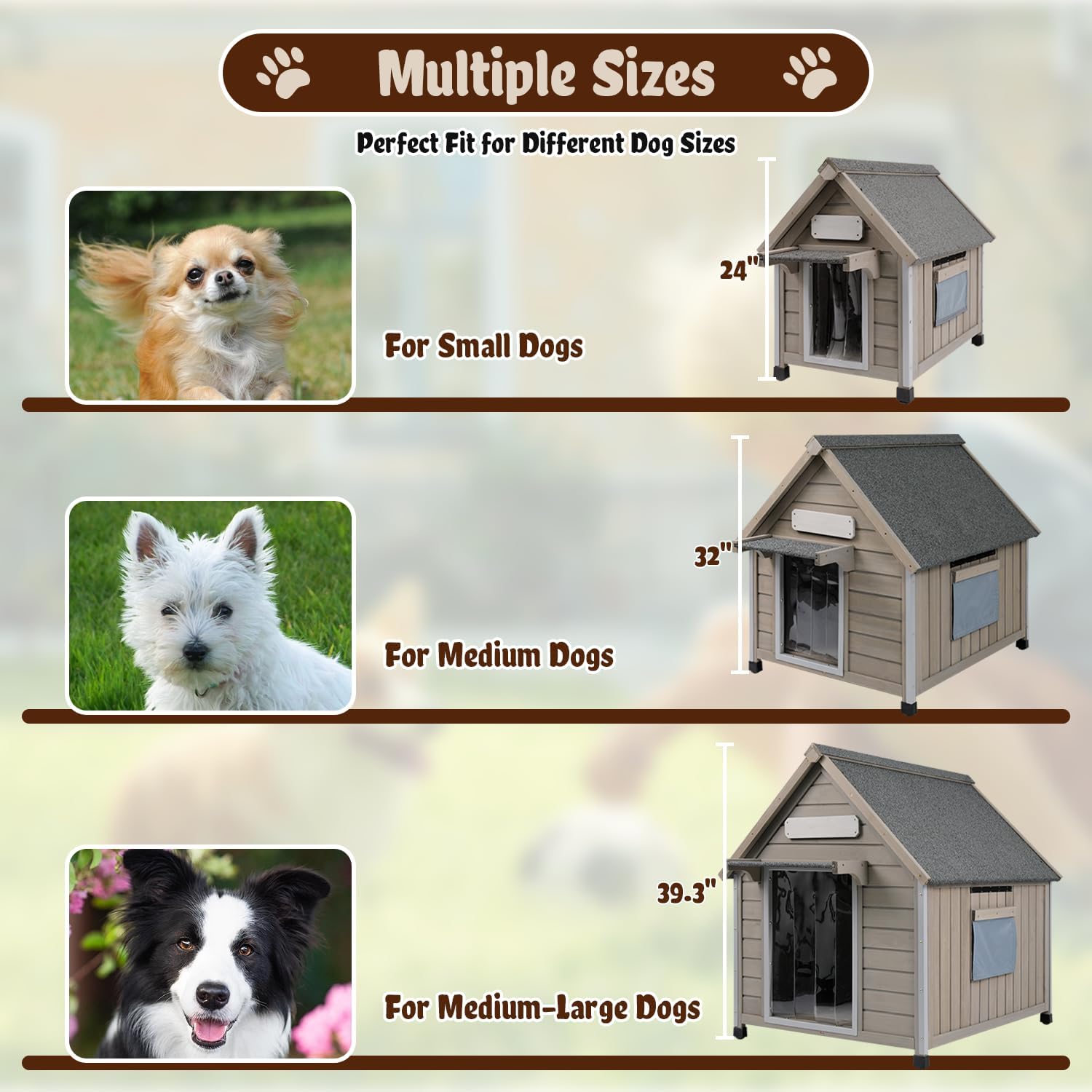 Ketive Dog House Outdoor Weatherproof,Wooden DogHouses for Medium Small Dogs, Indoor & Outdoor with Anti-Chewing Iron Frame, Ventilated Window, Easy Assemble, 26" L x 32" W x32 H