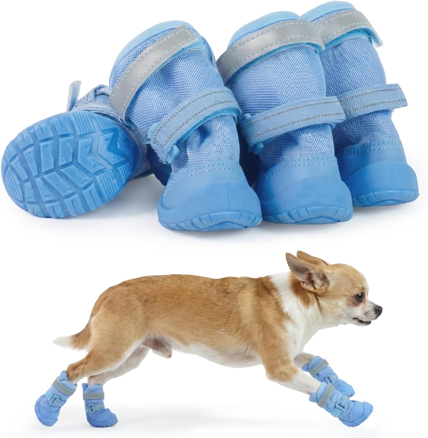 PAWsay Breathable Dog Shoes for Hot Pavement, Blue 1#