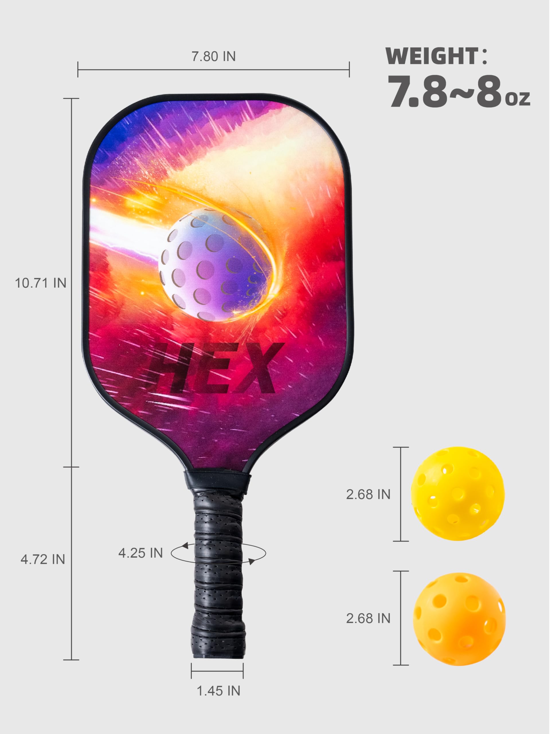 Amazon | JEFE HEX ピックルボールパドルセット グラスファイバー表面