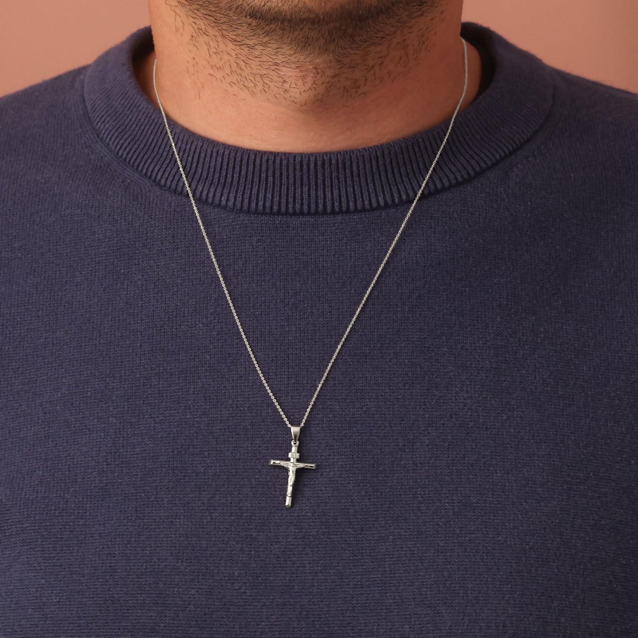 .925 Sterling Silver 1.17” INRI Crucifix Jesus Christ on the Holy Cross Pendant Necklace, Choice of Length - Image 3