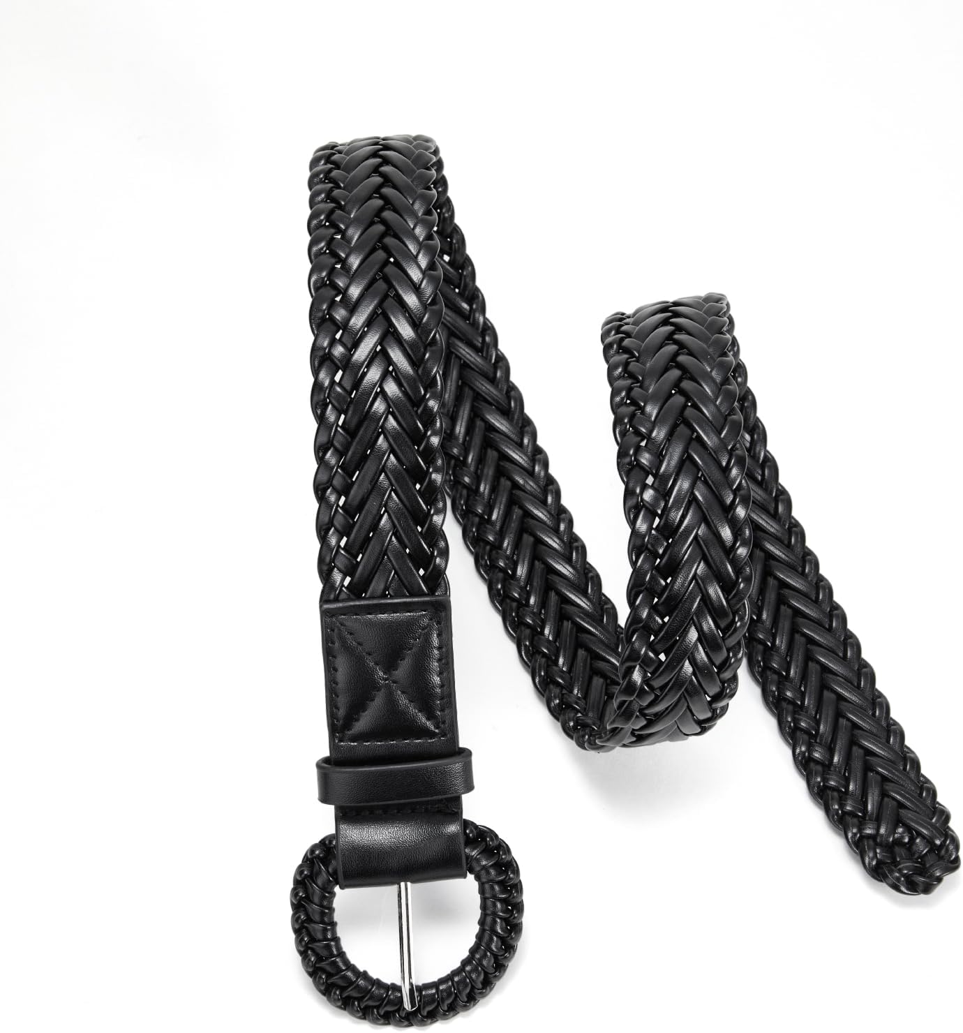 Woven Belts for Women Braided Leather Belt Wide Fashion Boho Waist Belt for Dresses Jeans Pants - Image 2