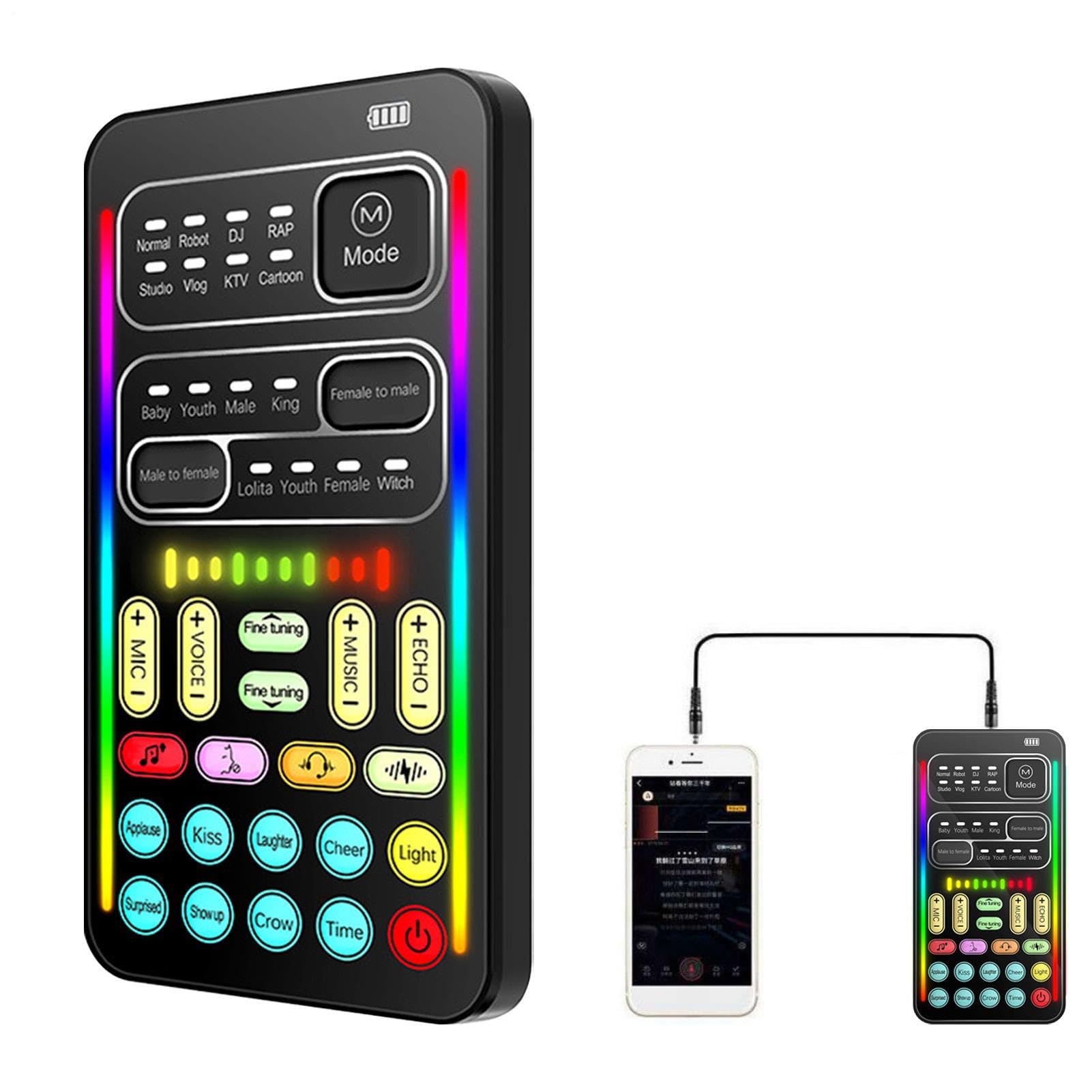 Dispositivo Voice-Changer, distorsore vocale portatile, mini scheda audio 8 effetti sonori, cambiamenti di suono, cambio vocale, compatibile con cellulare, computer, tavolo
