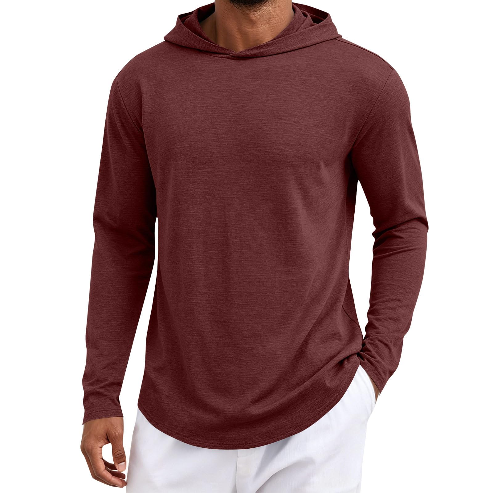 Felpa Uomo con Cappuccio Slim Fit Felpa Tinta Unita Morbido e Leggero