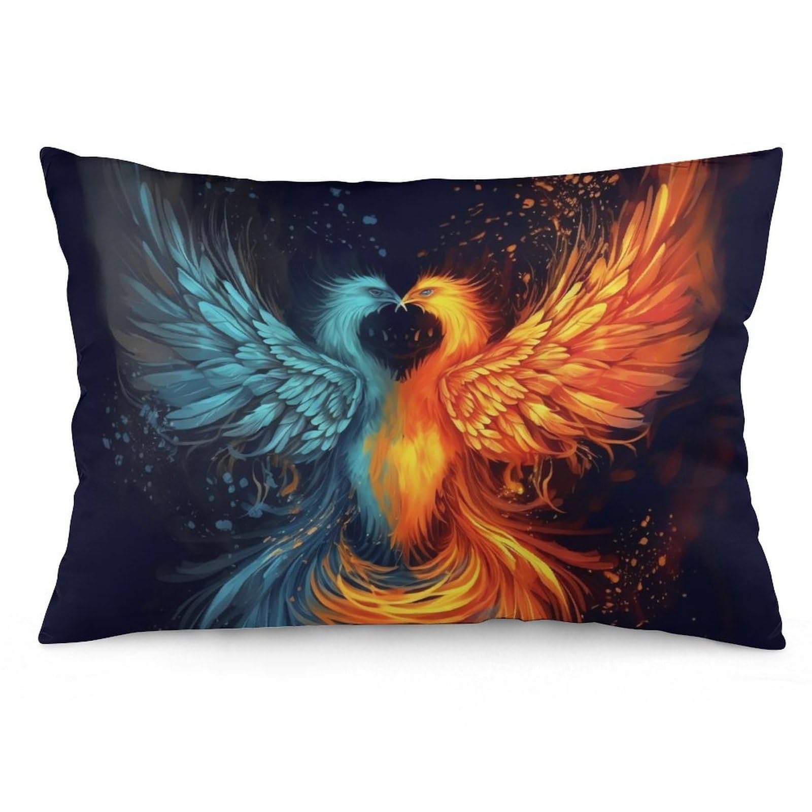 2 Pack Pillow Cases for Hair and Skin, Soft Breathable Pillow Case Covers with Hidden Zipper, Fire and Water Phoenix Pillowcase 20"x30" Pillow Covers for Sleeping Gift
