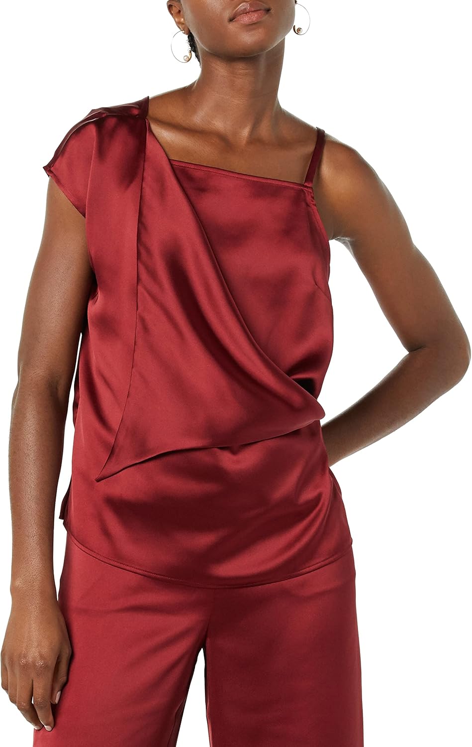 Making The Cut Womens One Sleeve Asymmetrical Strappy Top - Image 4