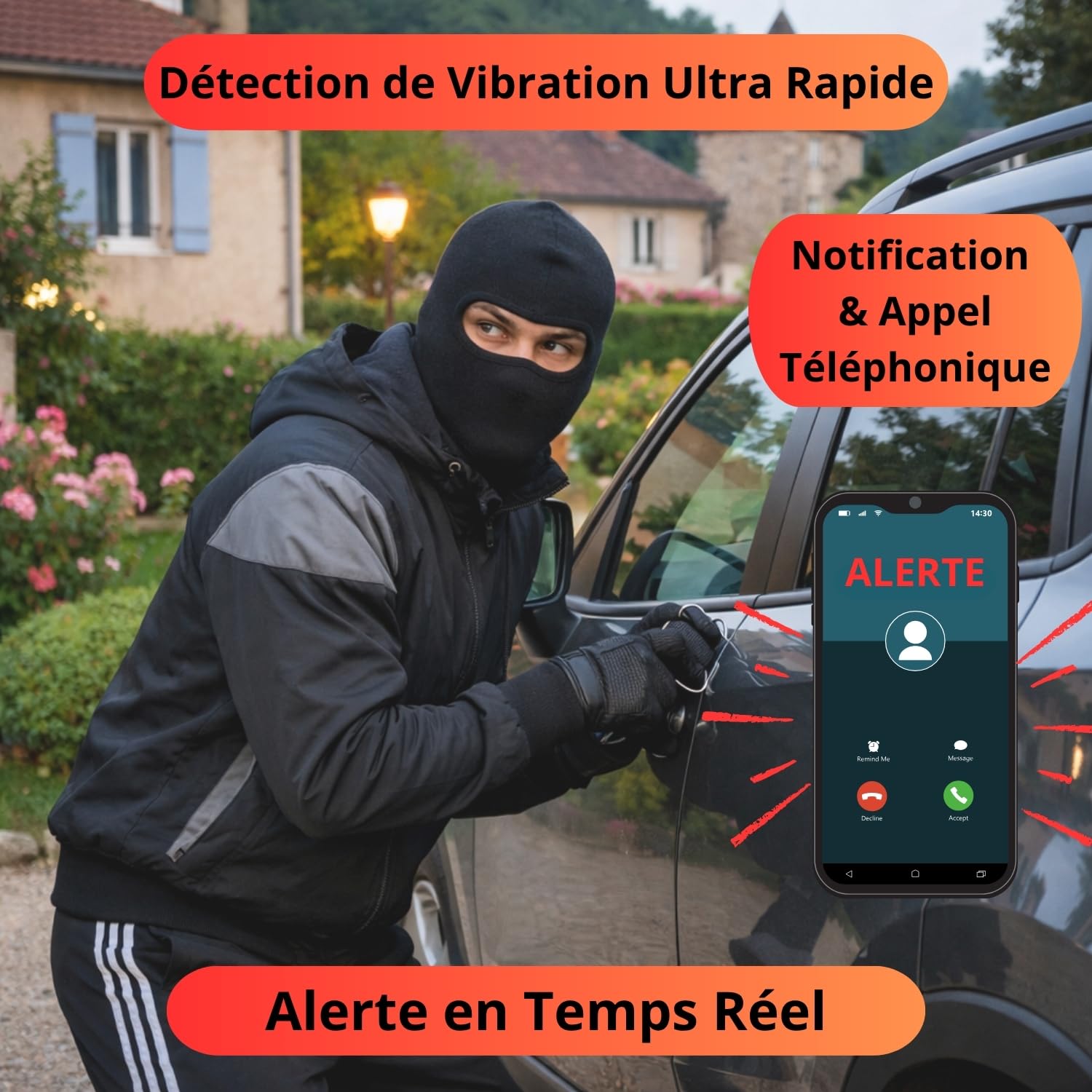 Traceur GPS Voiture sans Abonnement (Boîtier Seul) – Tracker GPS Auto Ultra Réactif (1 Seconde) – Appel Téléphonique avec Assistance Vol 24/7 – Balise GPS Véhicule avec Carte SIM intégrée