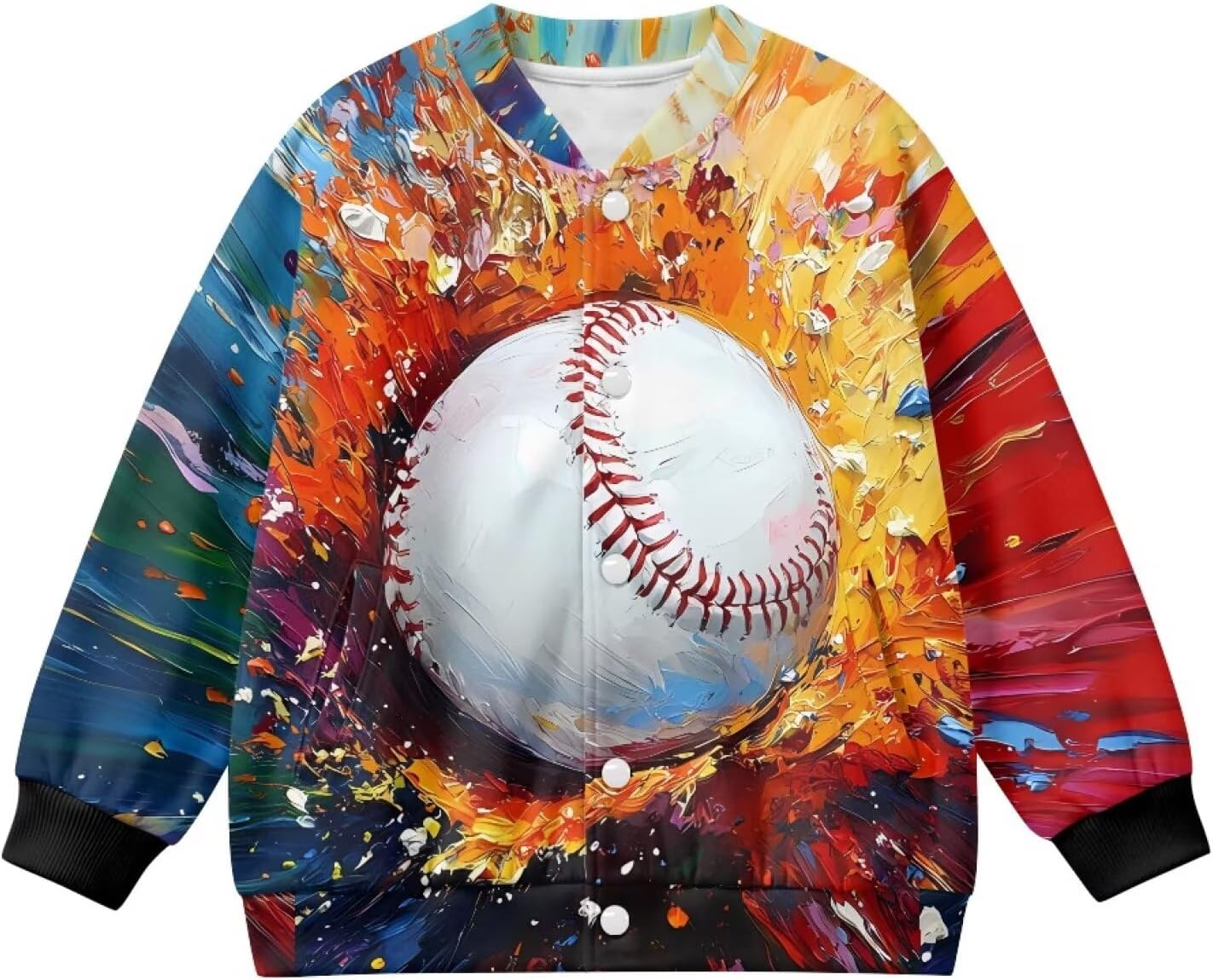 Jacket for Boys 5-12Y Long Sleeve Button Front Varsity Jacket with Pocket