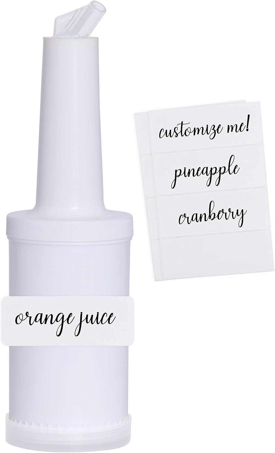 AME D'ESSENCE (6-PCS-1 Qt) White Store N Pour Spout Bottle Containers Flow-N-Stow Fruit Juice & Liquor Bar Pour Bottles 1 Quart