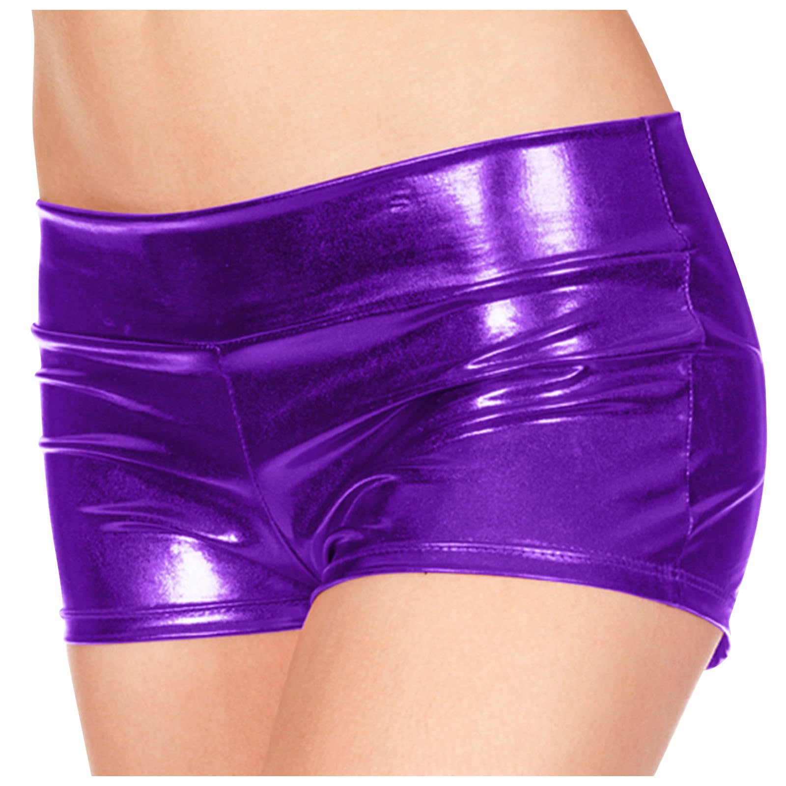 Disfraz de carnaval 2026 metálico, pantalones cortos de baile de imitación para mujer, ropa interior corta